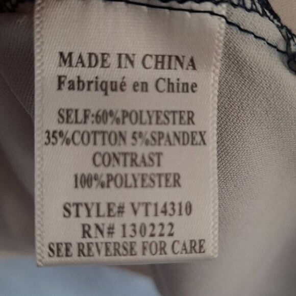 Very J Two Tone Long Sleeve Blouse Navy Ivory Medium - Picture 6 of 9